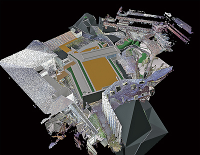 図-7　建物＋周辺既存建物BIM統合モデル