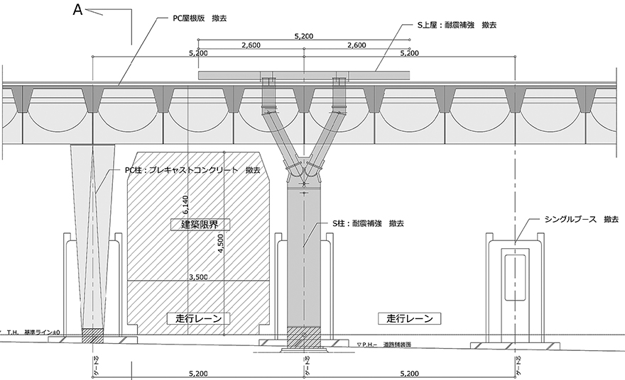 図-2　既存上屋の立面図