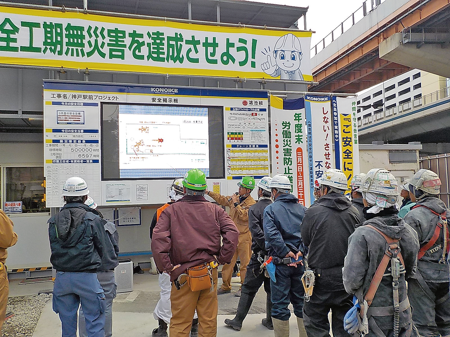 写真-2　朝礼時の注意事項説明状況