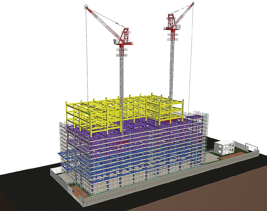 図-4　鉄骨建方ステップ図