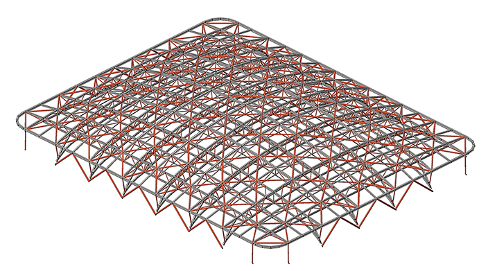 図-2　メインアリーナの屋根トラス鉄骨
