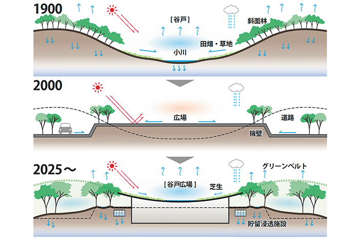 図-1　谷戸地形の再現（提供；小堀哲夫建築設計事務所・LANDSCAPE+）